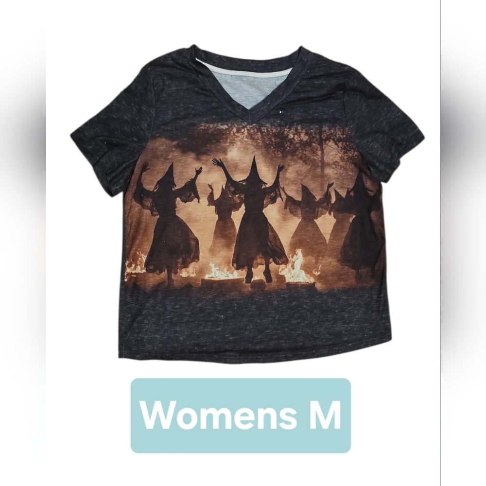 Black & Brown Witch Silhouette V-Neck Tee - Kids
